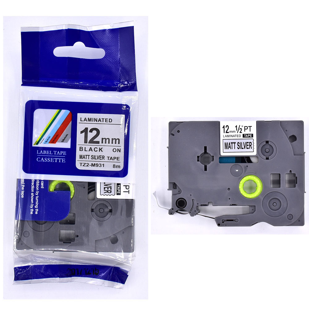 Cinta Plata (12mm x 8m) TZ2-M931 Compatible para Brother – Cartucho Standard