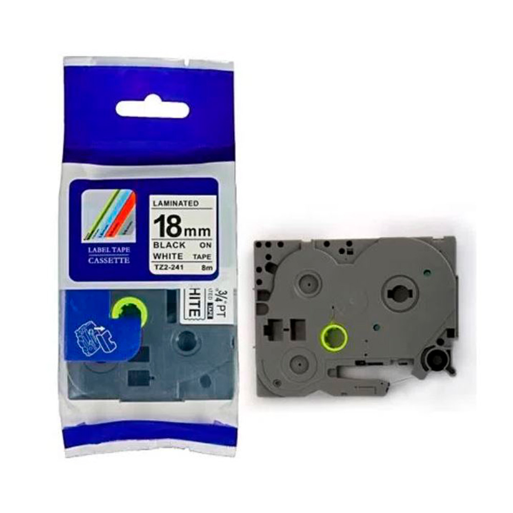 Cinta Blanca (18mm x 8m) TZ2-S241 Extra Fuerte Compatible para Brother – Cartucho Standard