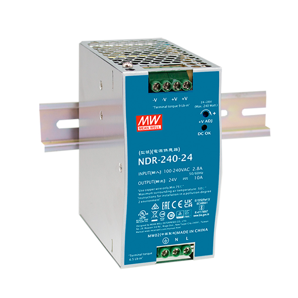 NDR-240-24 Fuente de Alimentación 240W 24VDC 10A Clase B p/Riel Din Mean Well – Fuentes Riel Din