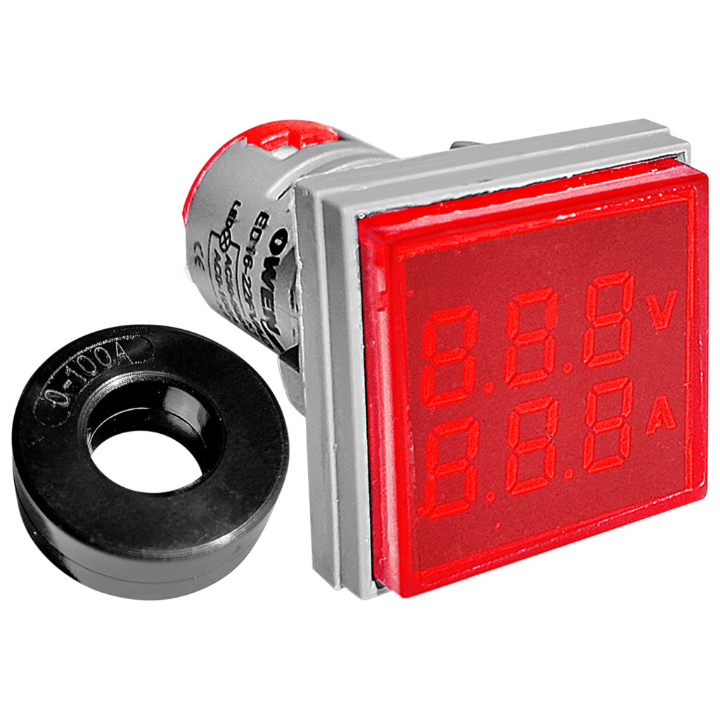 ED16-22FVADR Piloto Indicador de Amperaje y Voltaje 50A (100A) DC 9-36V , AC65-480V , 50/60HZ 22MM C