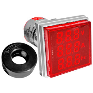 PILOTO-ED16-22VAHZR-ROJO.jpg ED16-22VAHZR Piloto Indicador de Amperaje , Voltaje y Frecuencia 50A(100A) DC 9-36V , AC65-480V, 50/60HZ 22MM Cuadrado Rojo Owen