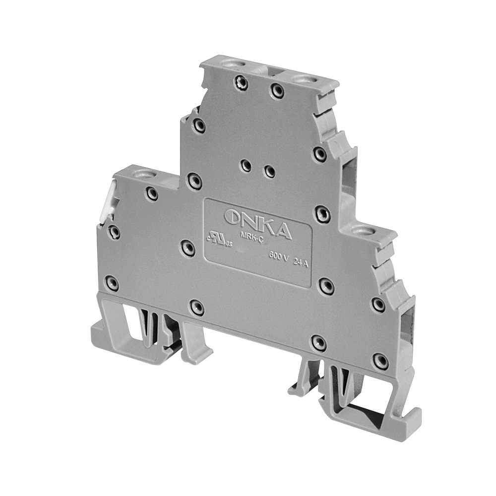 MRK 4 mm2 Bornera Gris Doble Conexión Riel Din Onka – Bornera gris