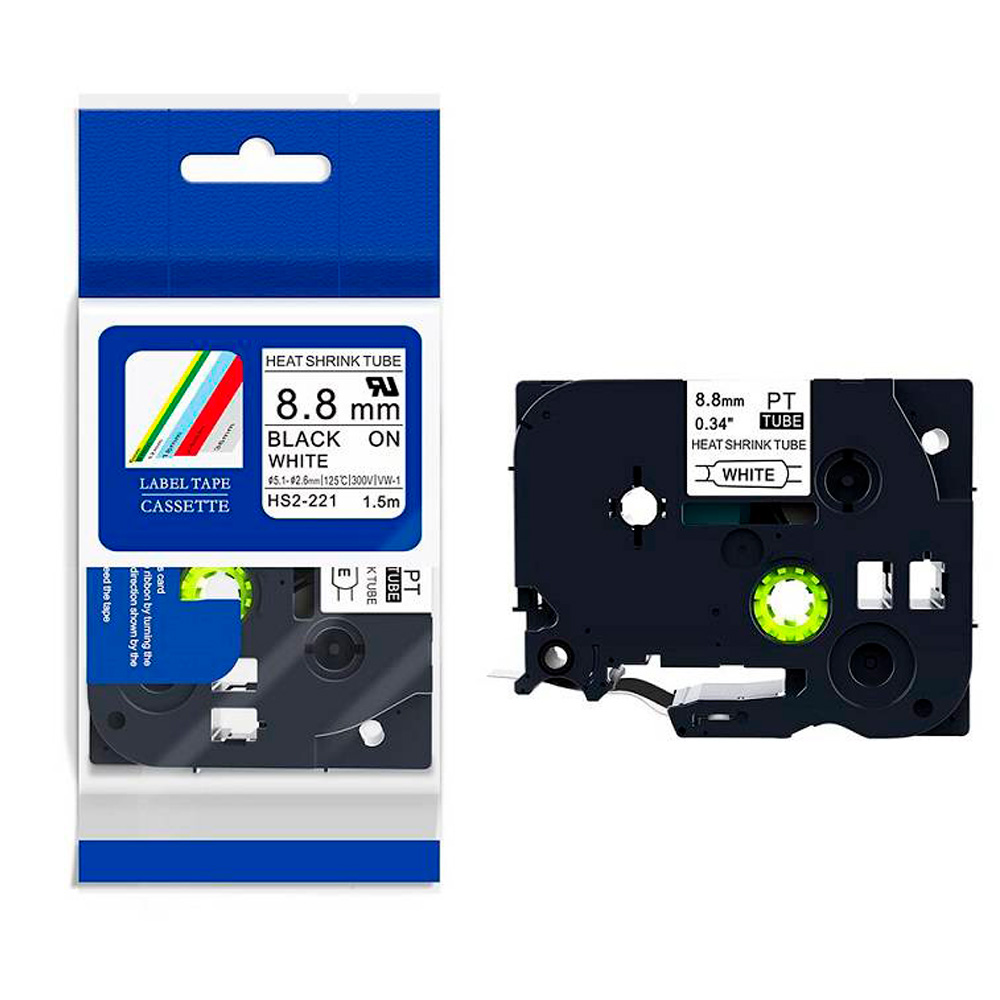 Cinta Blanca Termocontraible (9mm x 1.5m) HS2-221 Compatible para Brother – Cartucho Termocontraible