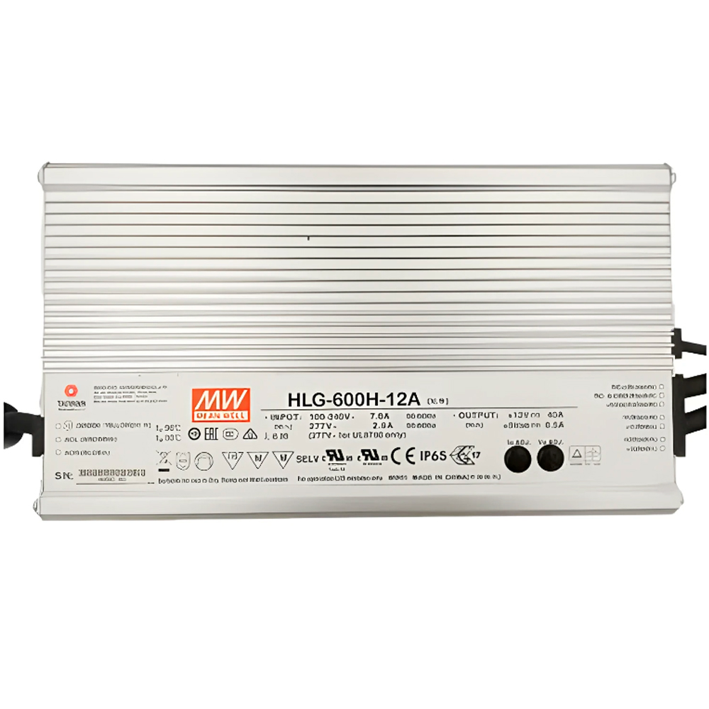 HLG-600H-12A Fuente De Alimentacion Led Alto Rendimiento Metalico 480W 12VDC 40A IP65 Mean Well – De