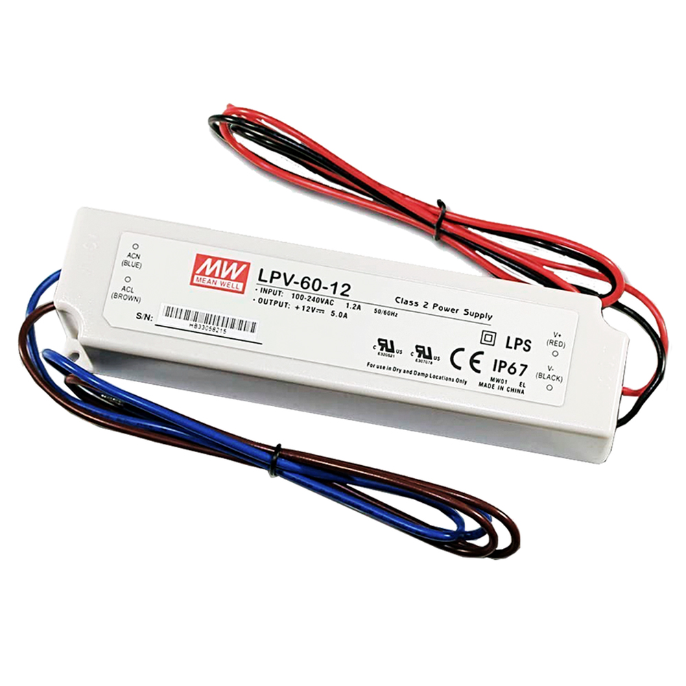LPV-60-12 Fuente De Alimentacion Led 60W 12VDC 5A IP67 Mean Well – Descuentos